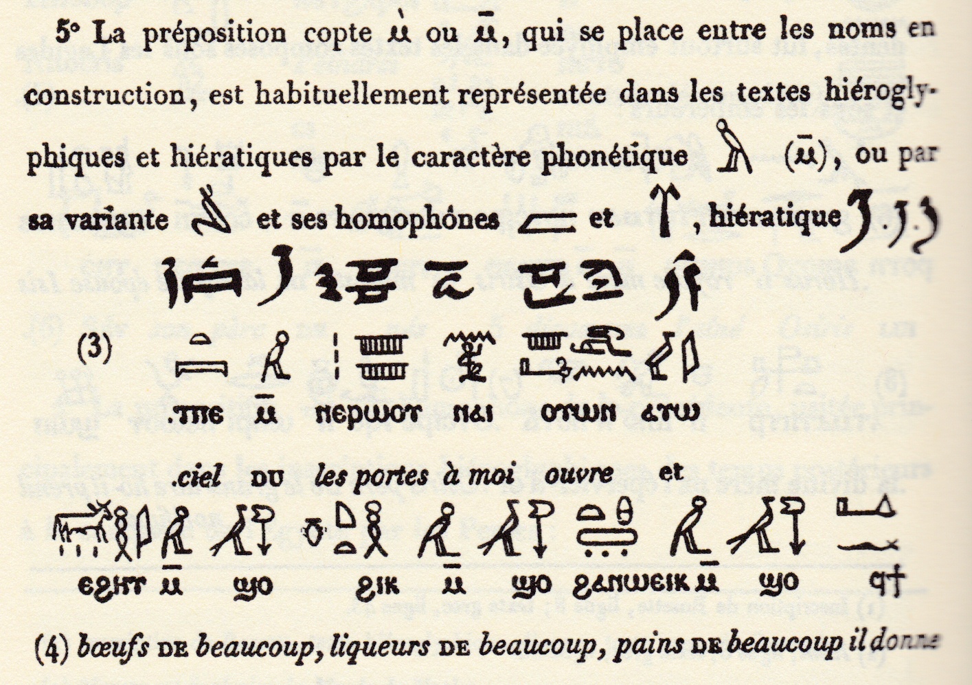 Champollion, Grammaire égyptienne / copte hiératique hiéroglyphes