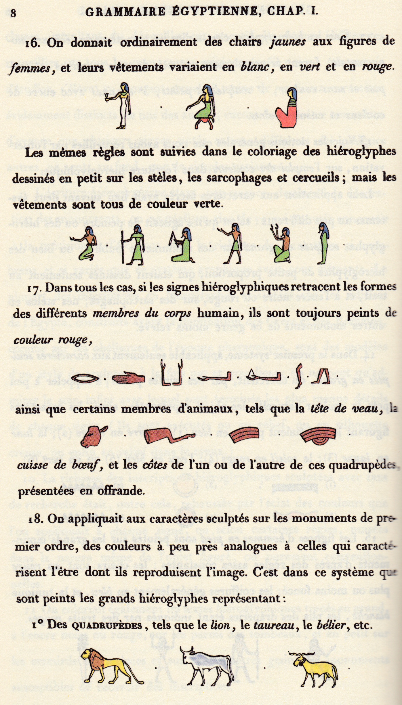Champollion, Grammaire égyptienne / page en couleur