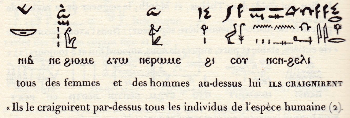 Extrait de Champollion, Grammaire égyptienne - le passé